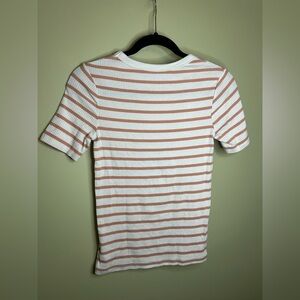 A New Day White and Tan Striped Tee